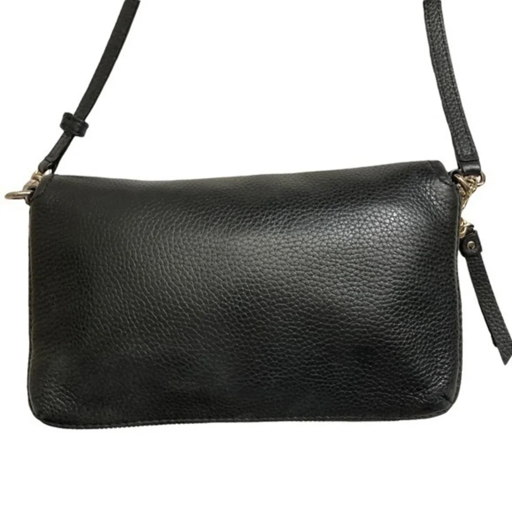 Kate spade black leather crossbody bag side expansion